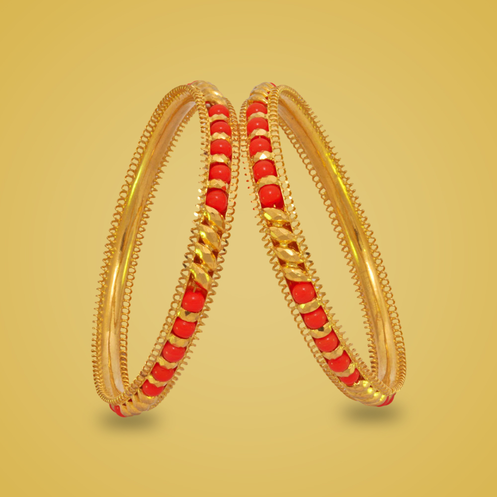 Bead S Shape Gold – Bangle – SLJ-1151