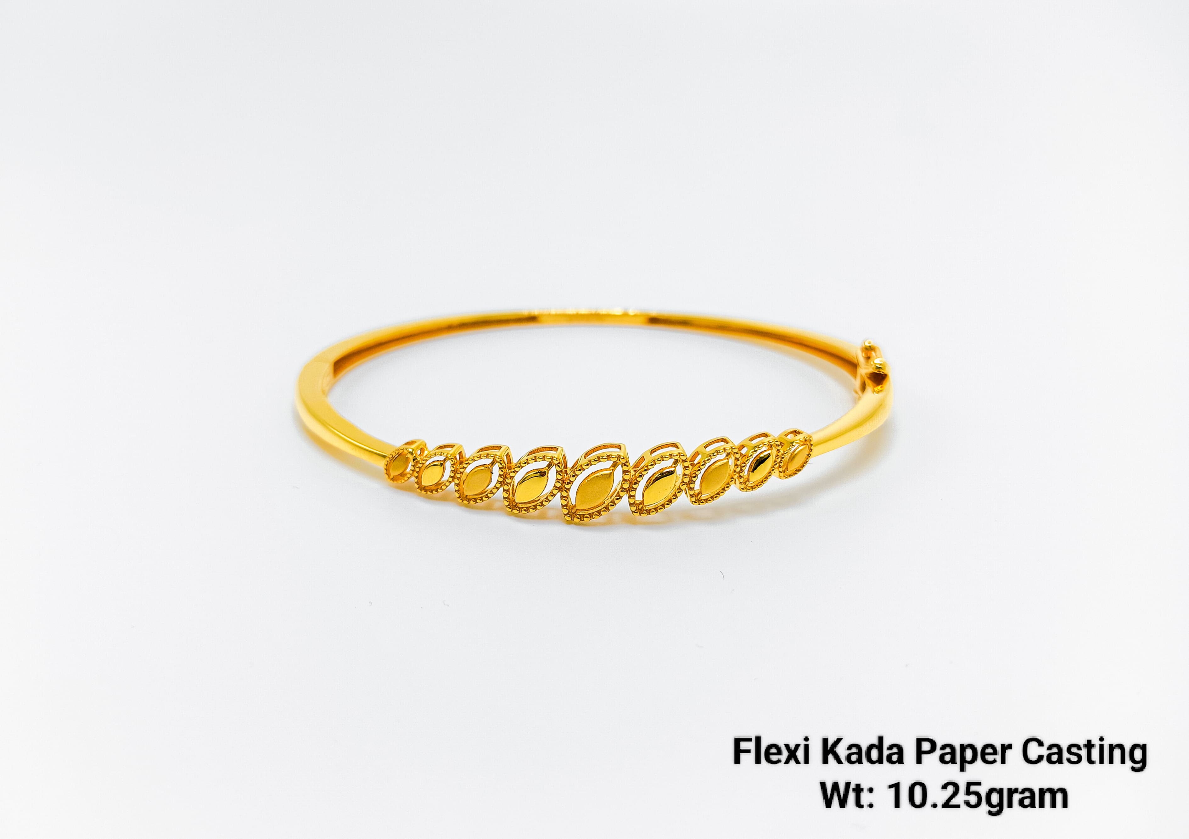 Elegant Oval Motif Flexi Gold Kada - 10.25 grams
