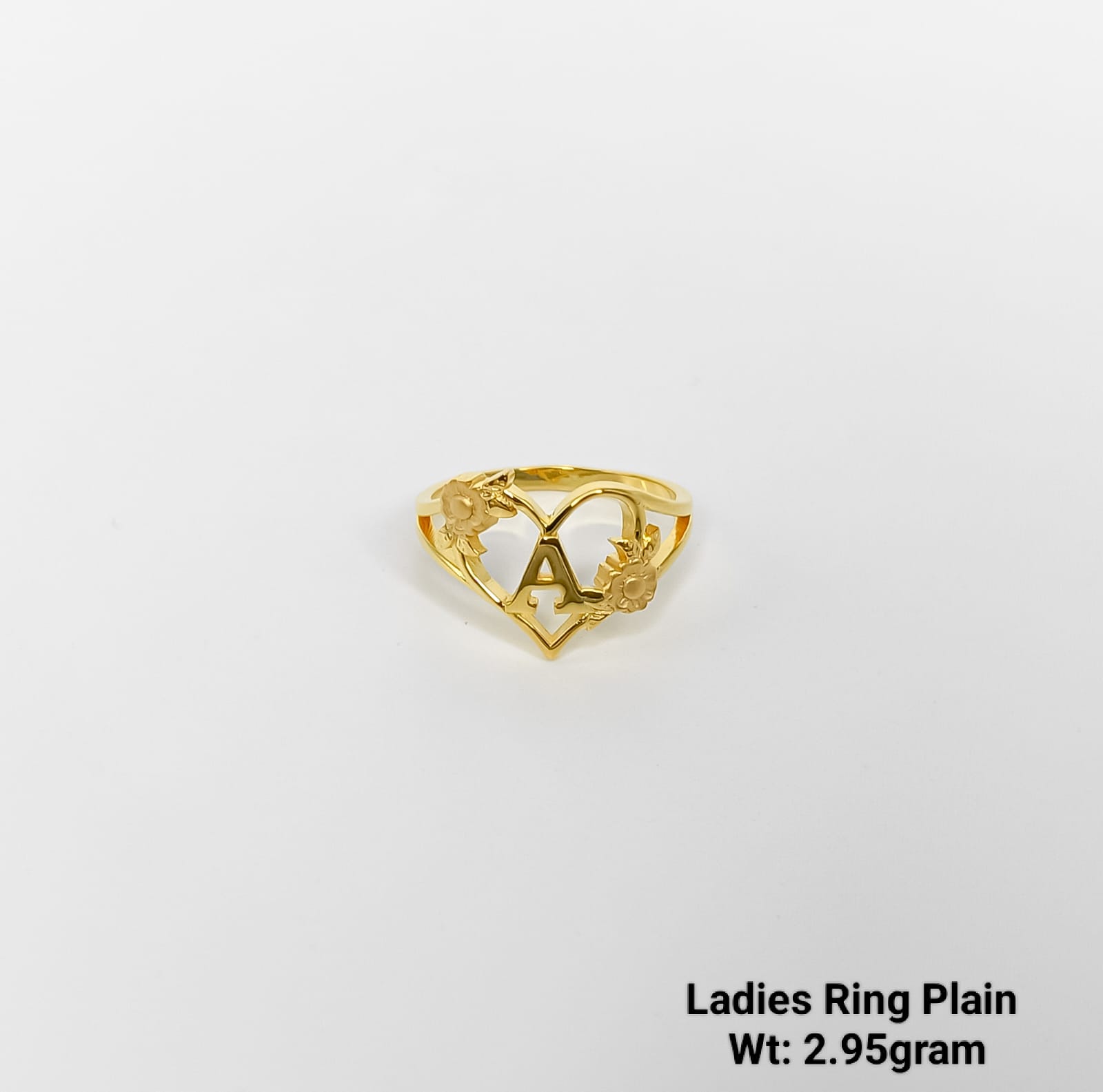 22K Gold Ladies Alphabet “A” Plain Ring – 2.95 Grams