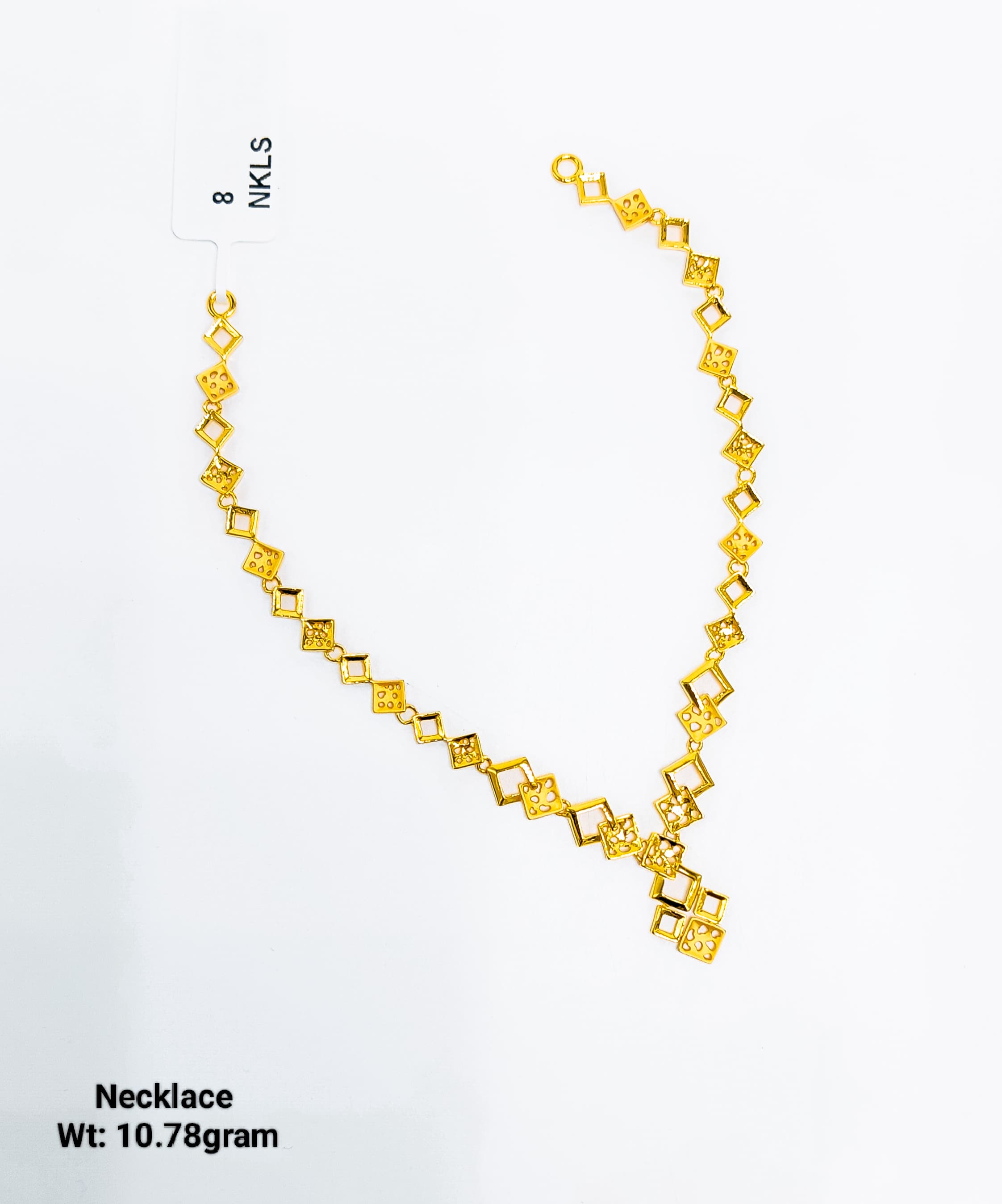 22K Gold Ladies Geometric Square Link Necklace – 10.78 Grams