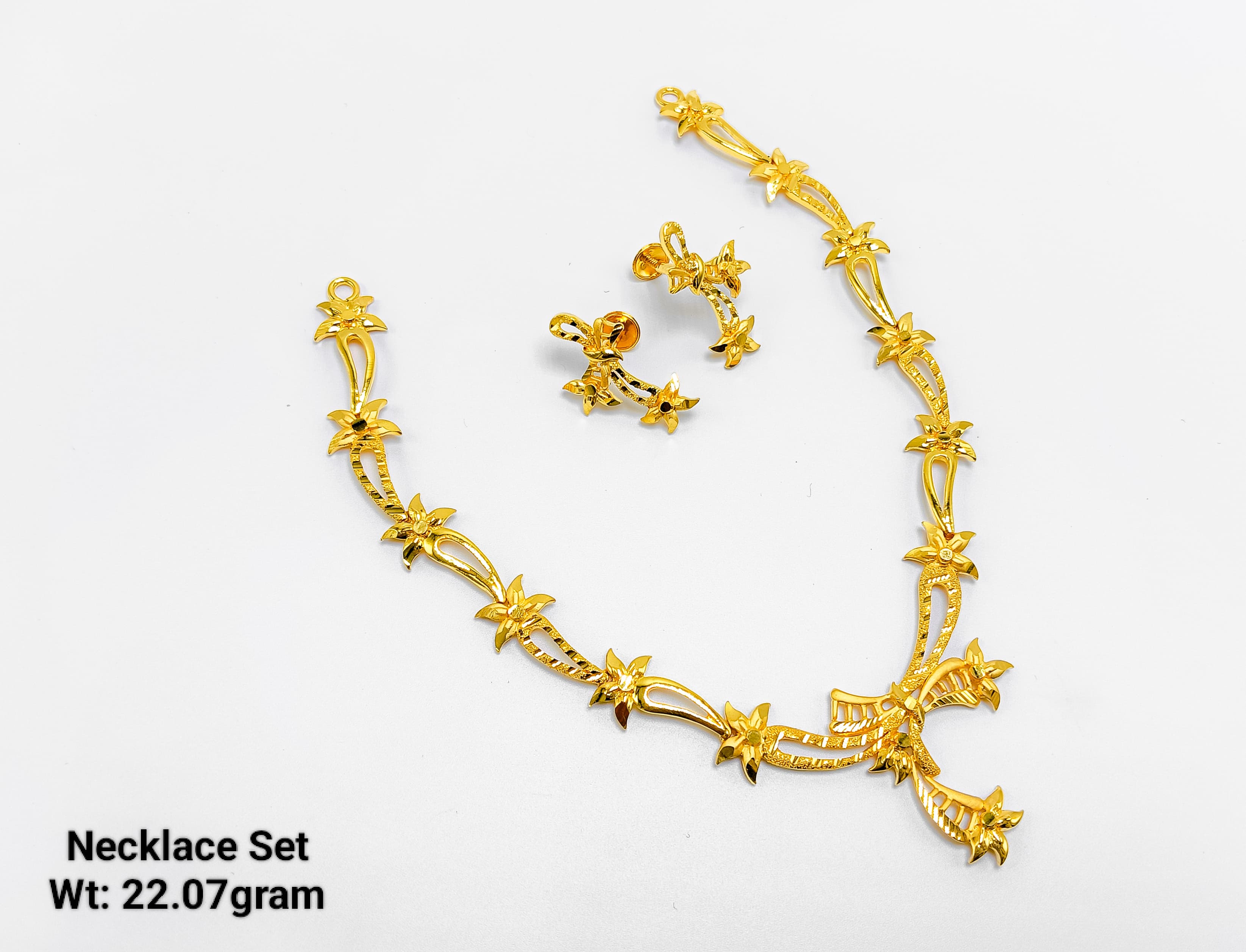 22K Gold Ladies Star Floral Designer Necklace Set – 22.07 Grams