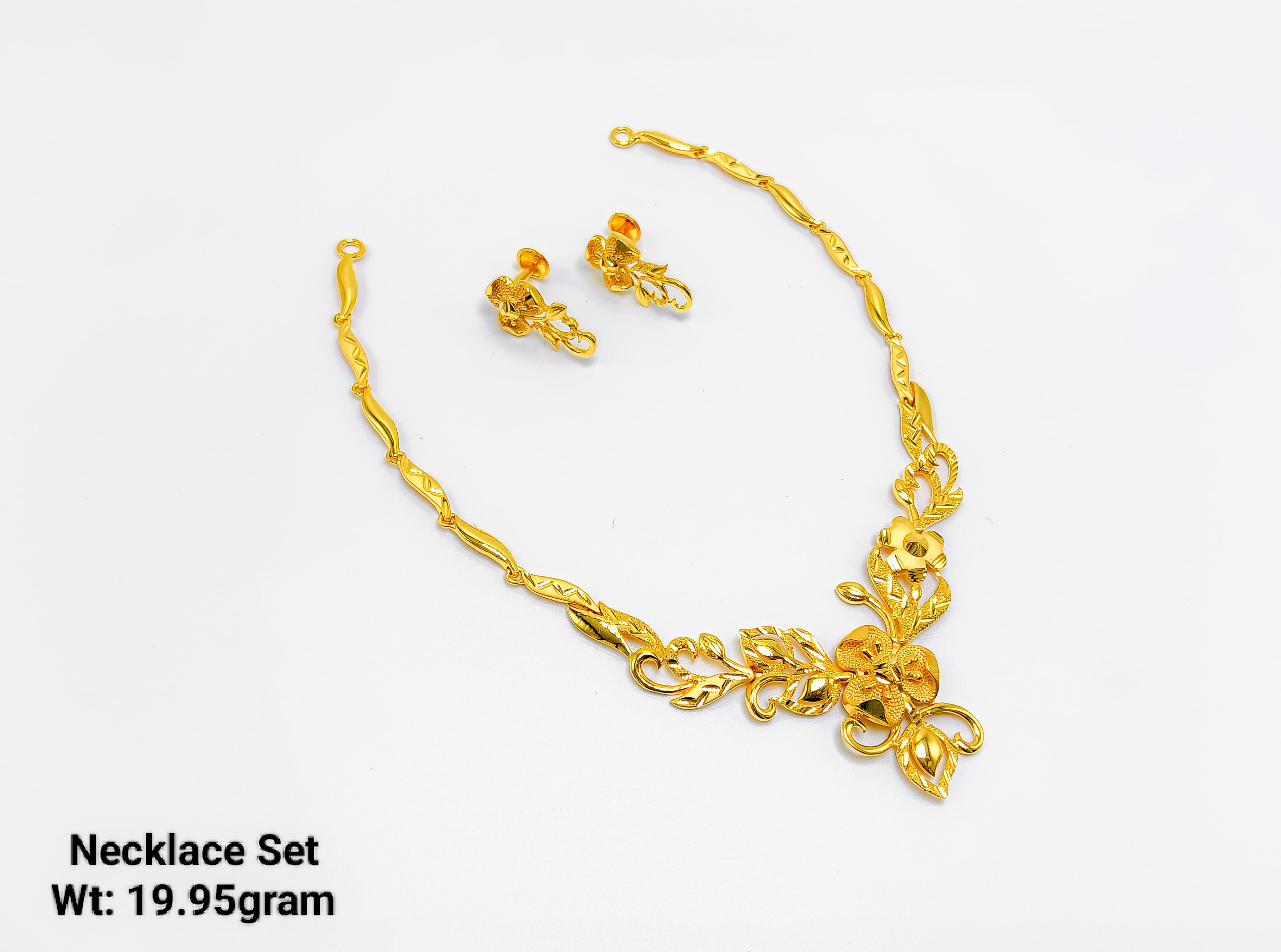 22K Gold Floral Vine Designer Necklace Set – 19.95 Grams
