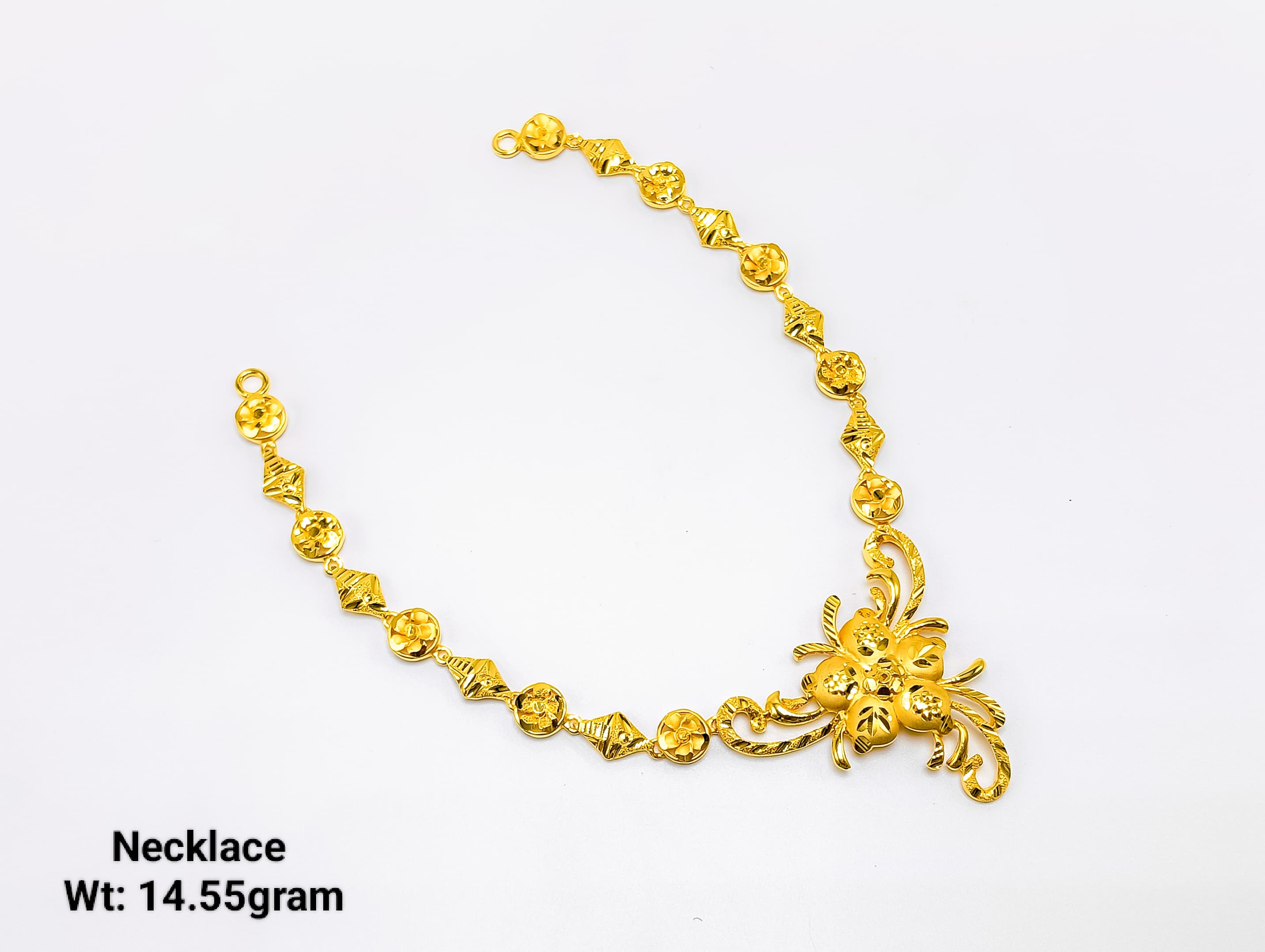22K Gold Floral Motif Designer Necklace – 14.55 Grams