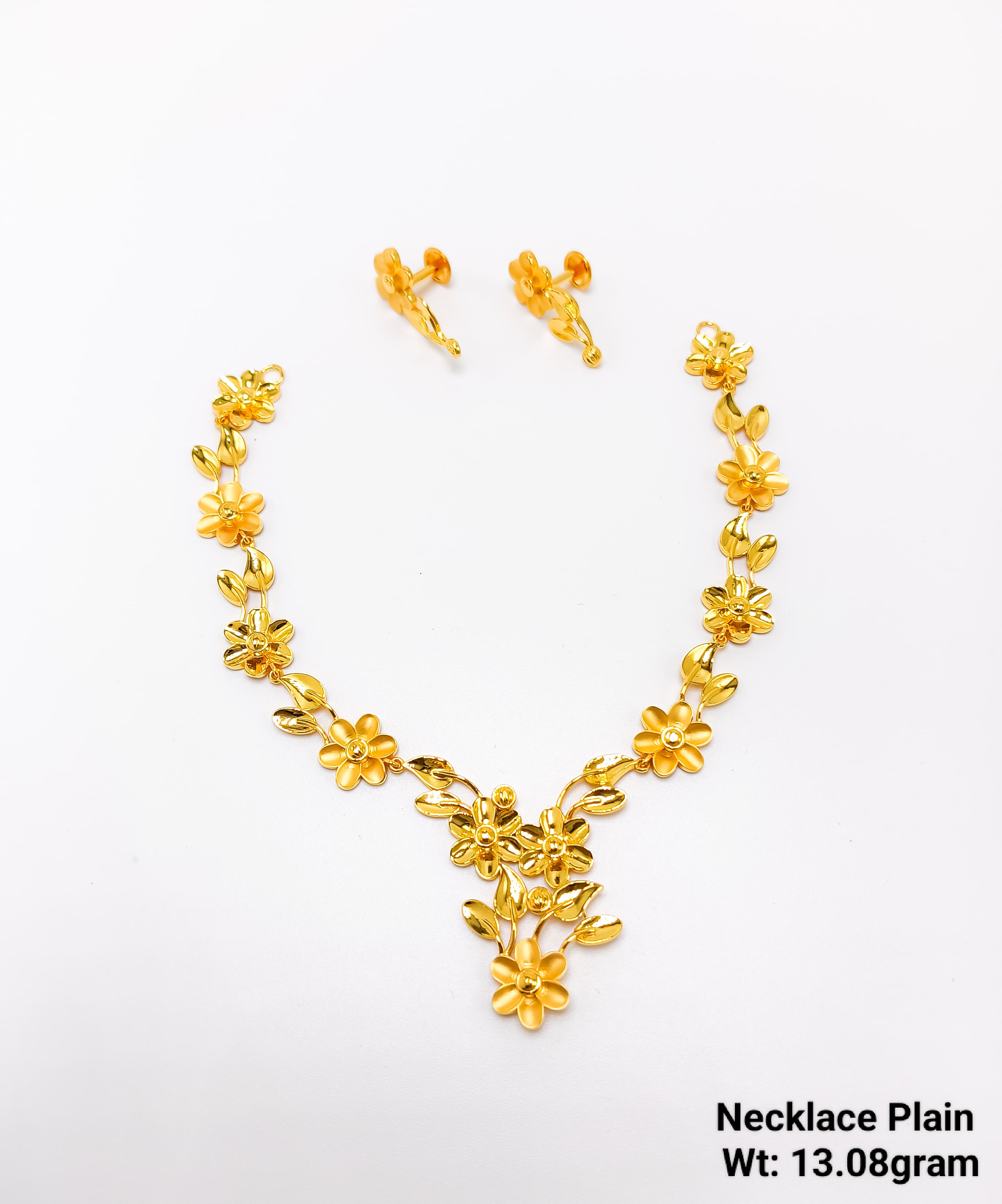 22K Gold Floral Vine Plain Designer Necklace – 13.08 Grams