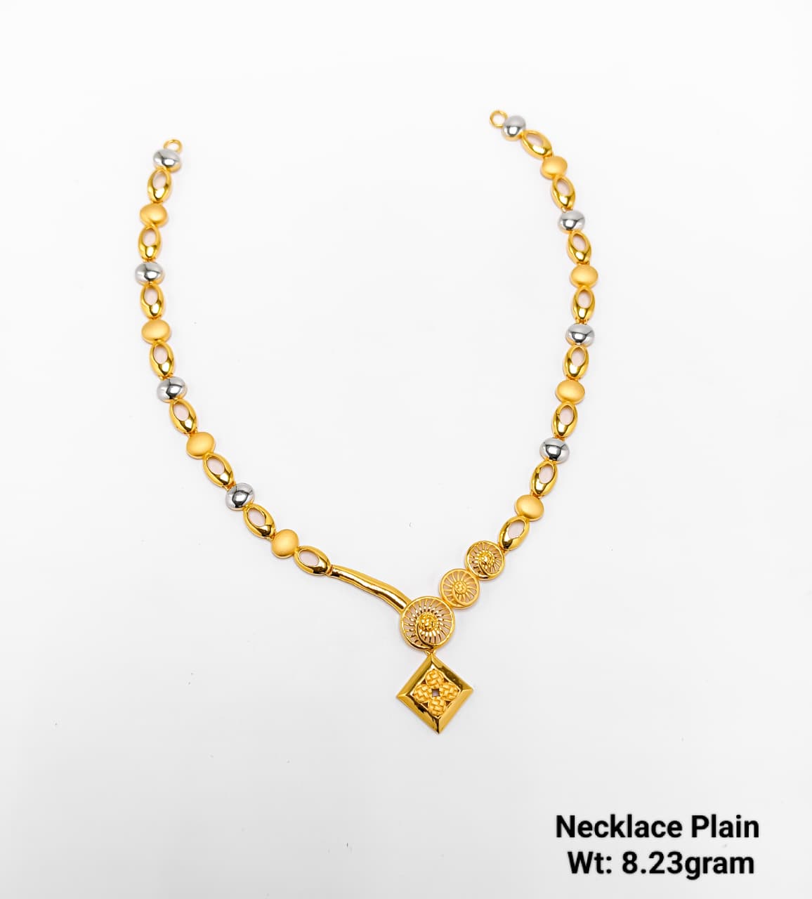 Plain Dual-Tone Geometric Drop Necklace (8.23 gram)